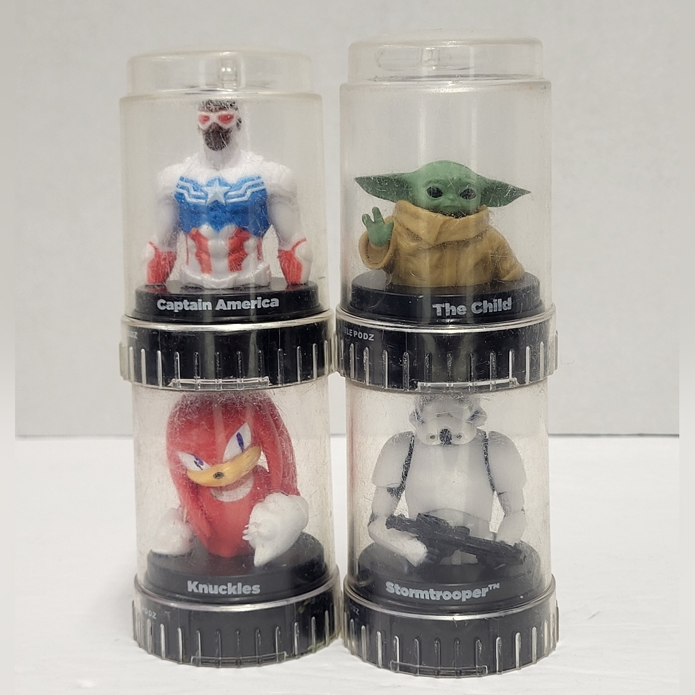 Good 2 Grow Podz - Lot of 4 Star Wars Knuckles And Captain America Stackable Toy